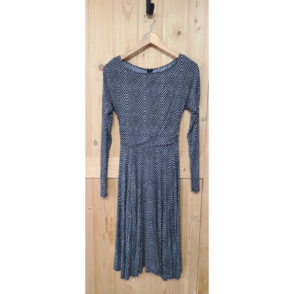 Tracy Reese Dresses & Skirts - Tracy Reese Dress Womens S Grey Black Chevron Long Sleeve Fit Flar